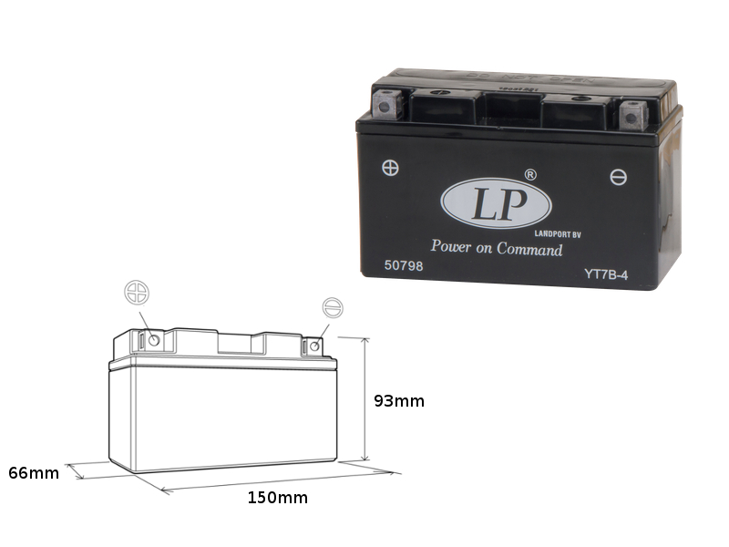 Landport Batterie Yt7b-4 (ms Lt7b-4) 12v 6, 5ah 148x64x90 Wartungsfrei - Flüssig (6)