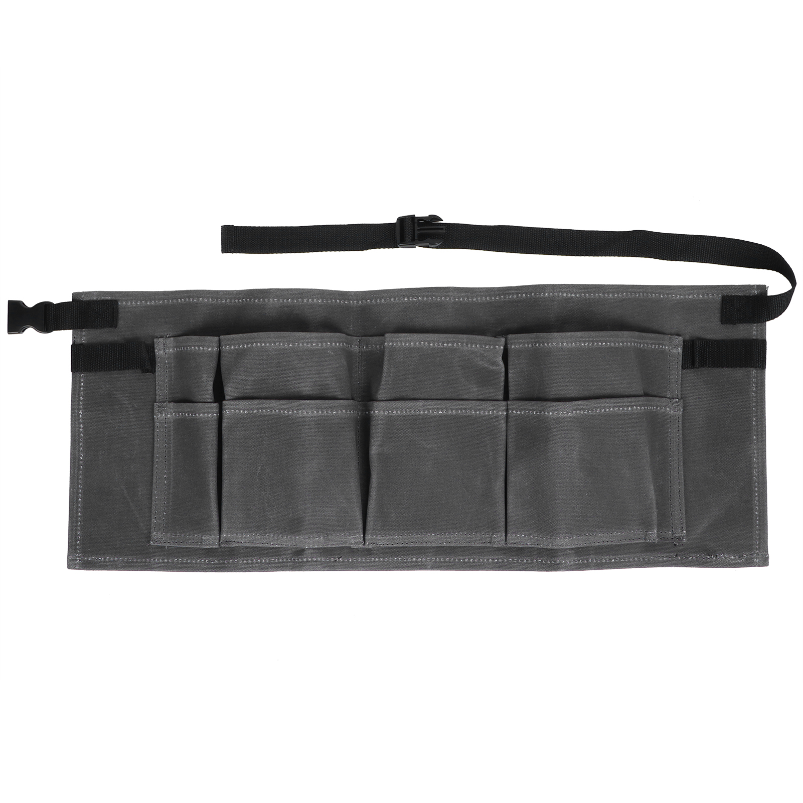Ceinture porte-outils multipoches réglable en toile cirée, 8 poches, 64,5 x 26 cm, gris