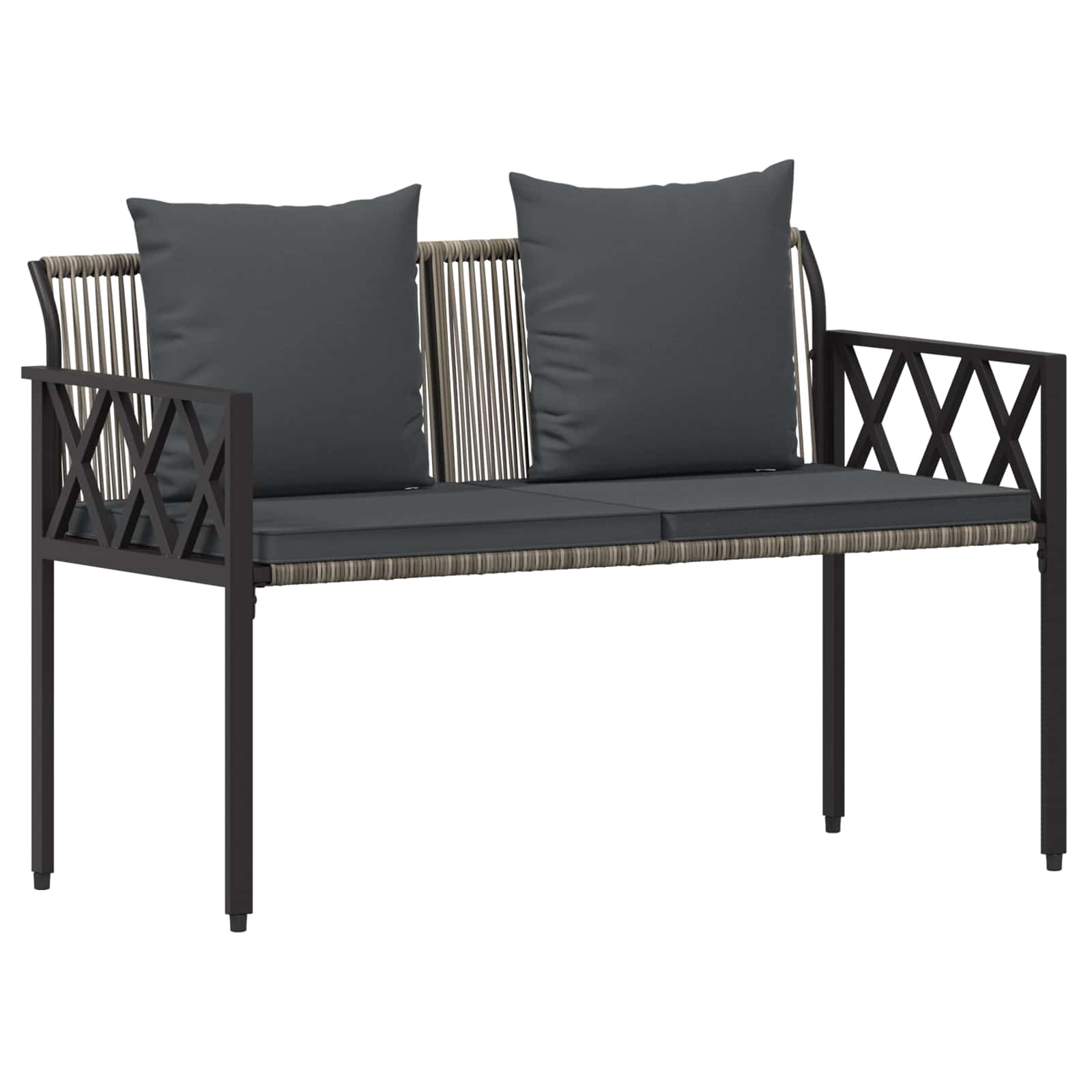 Vidaxl Grau Outdoor Benches 2 -Seater 116 X 56 X 75 Cm Poly Rattan