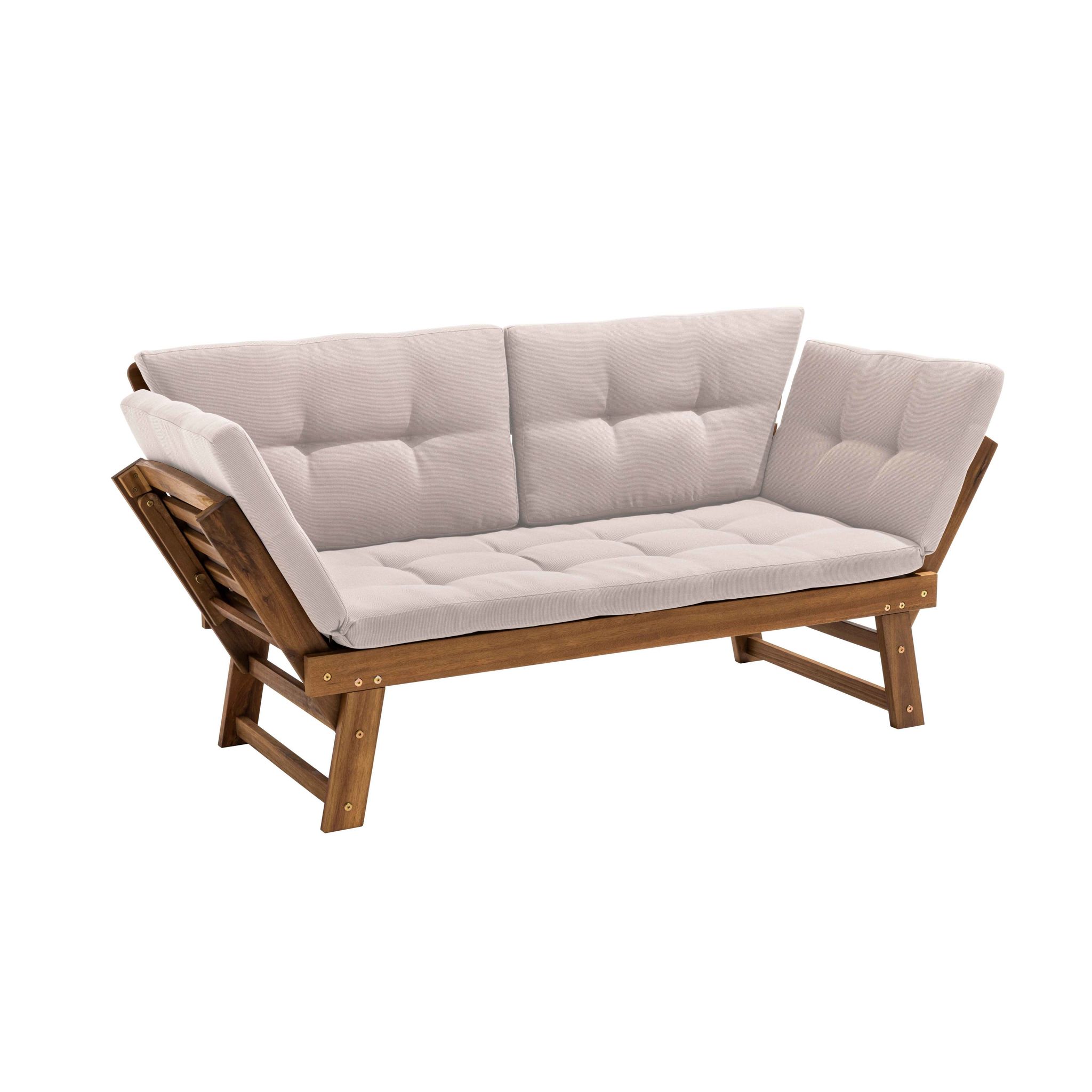 Oviala – Canapé De Jardin Relax En Bois D'Acacia 197x157,5cm – Coussins