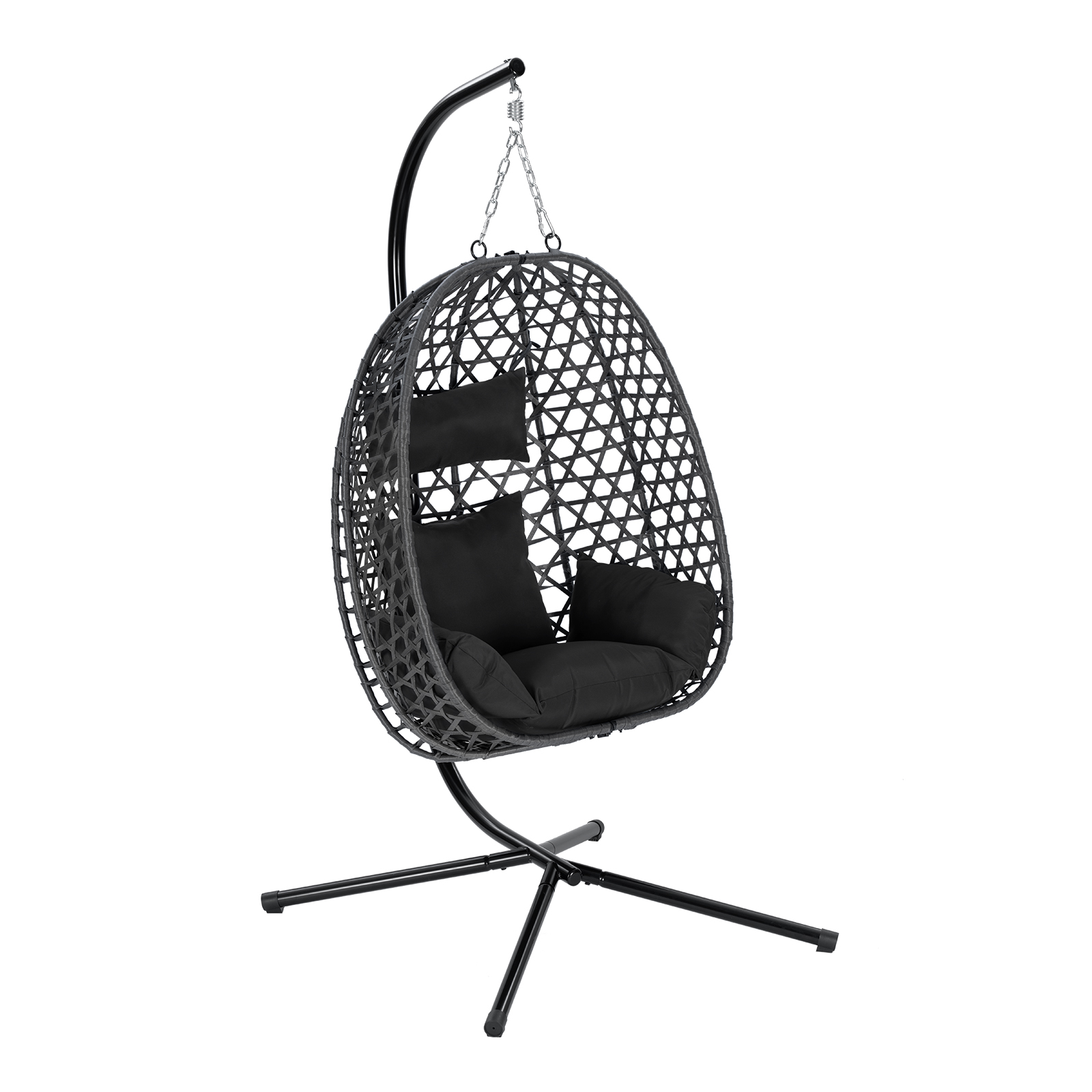 Woltu – Fauteuil Œuf Suspendu Noir – Support En Métal – Coussin
