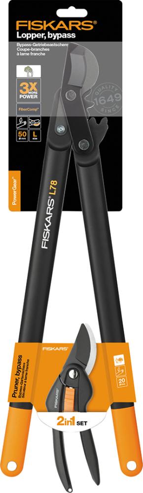 Fiskars Schwarz Gartenschere, Powergear L78 + Singlestep P26 Set - Bild 5