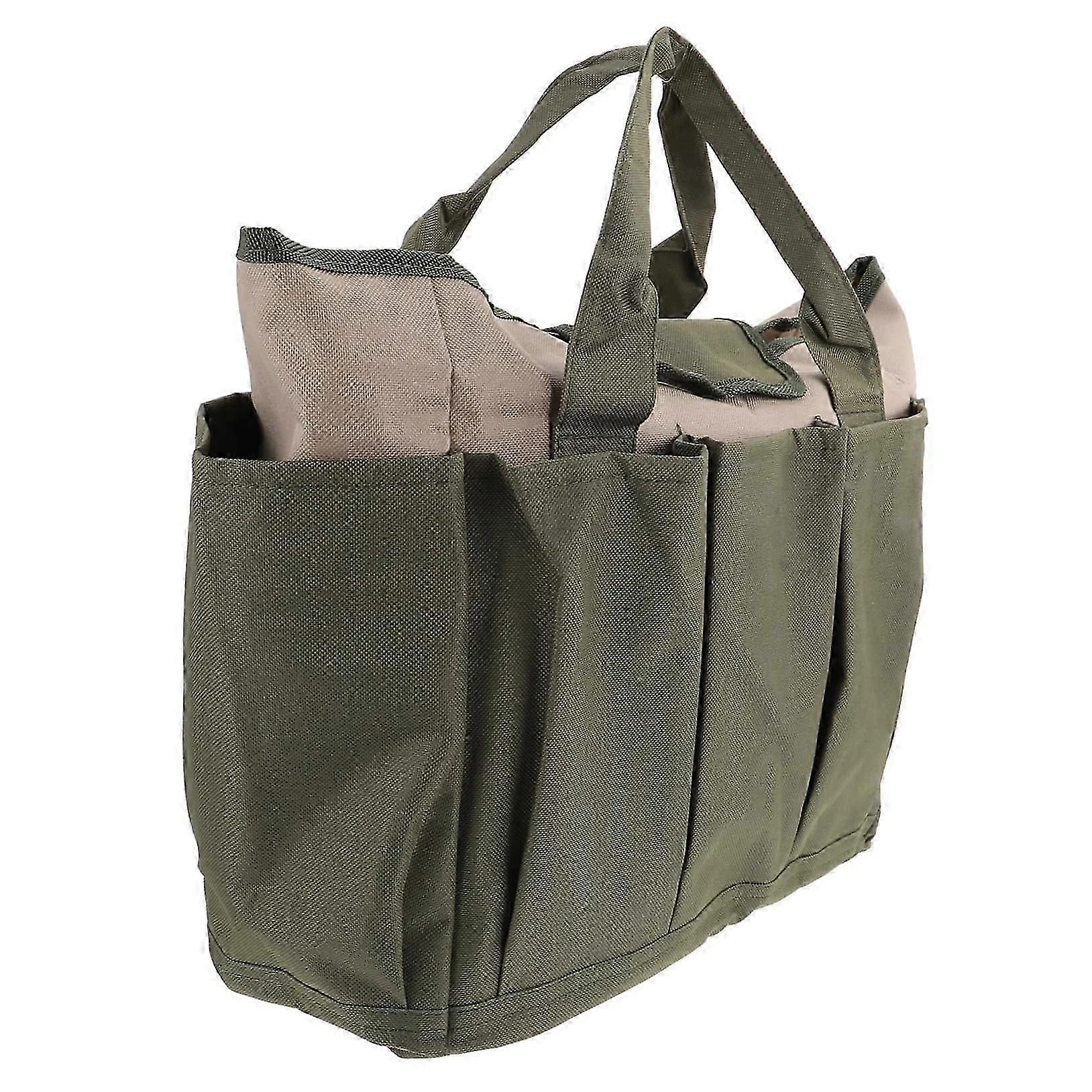 Sac à outils de jardin en tissu Oxford résistant, plusieurs compartiments, vert militaire