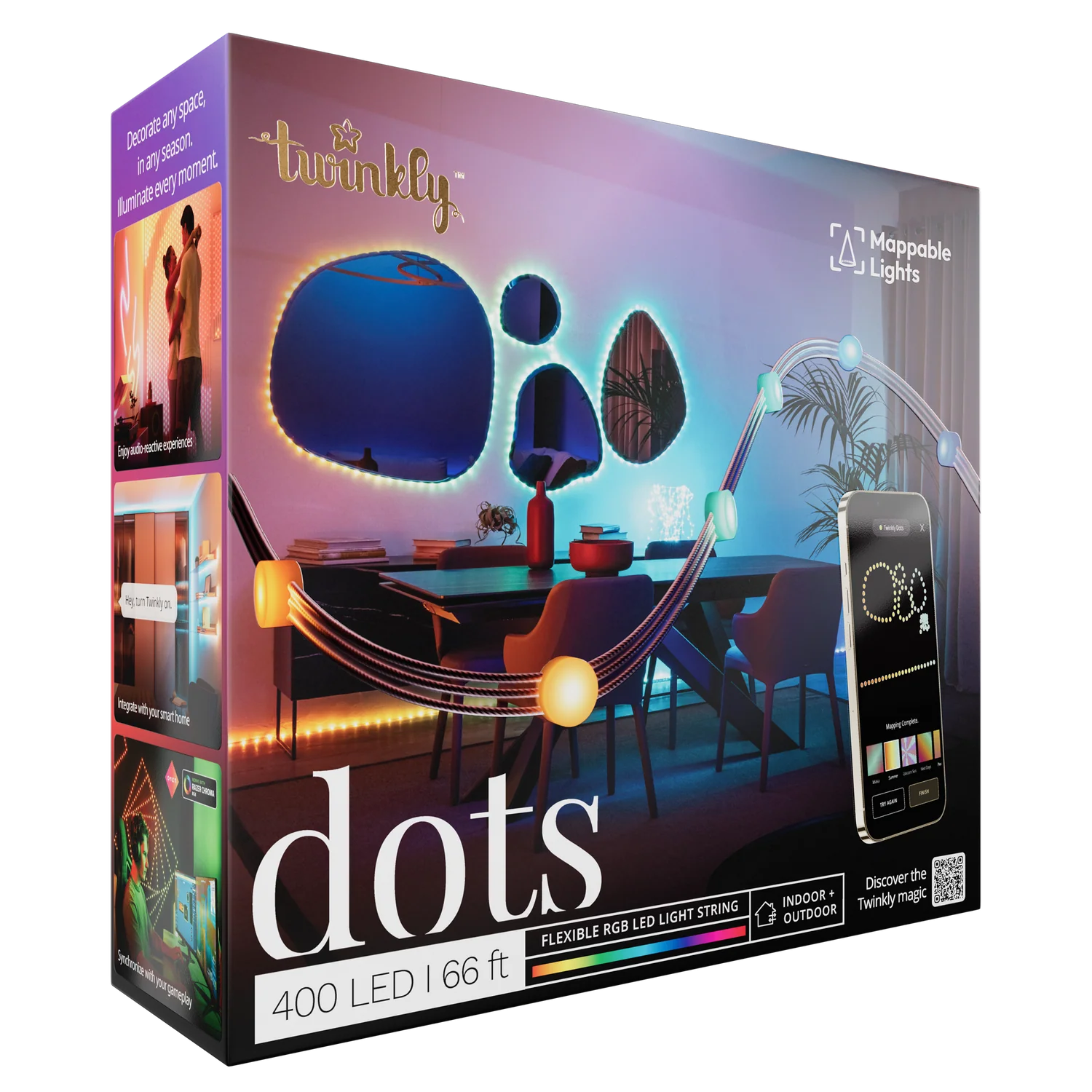 Twinkly Dots – Lichterkette Mit 400 Rgb-leds, Transparentes Kabel, Stecker Typ F