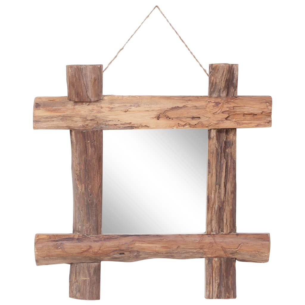 Log Mirror Natural 50x50 Cm Recycled Teak Wood Vidaxl