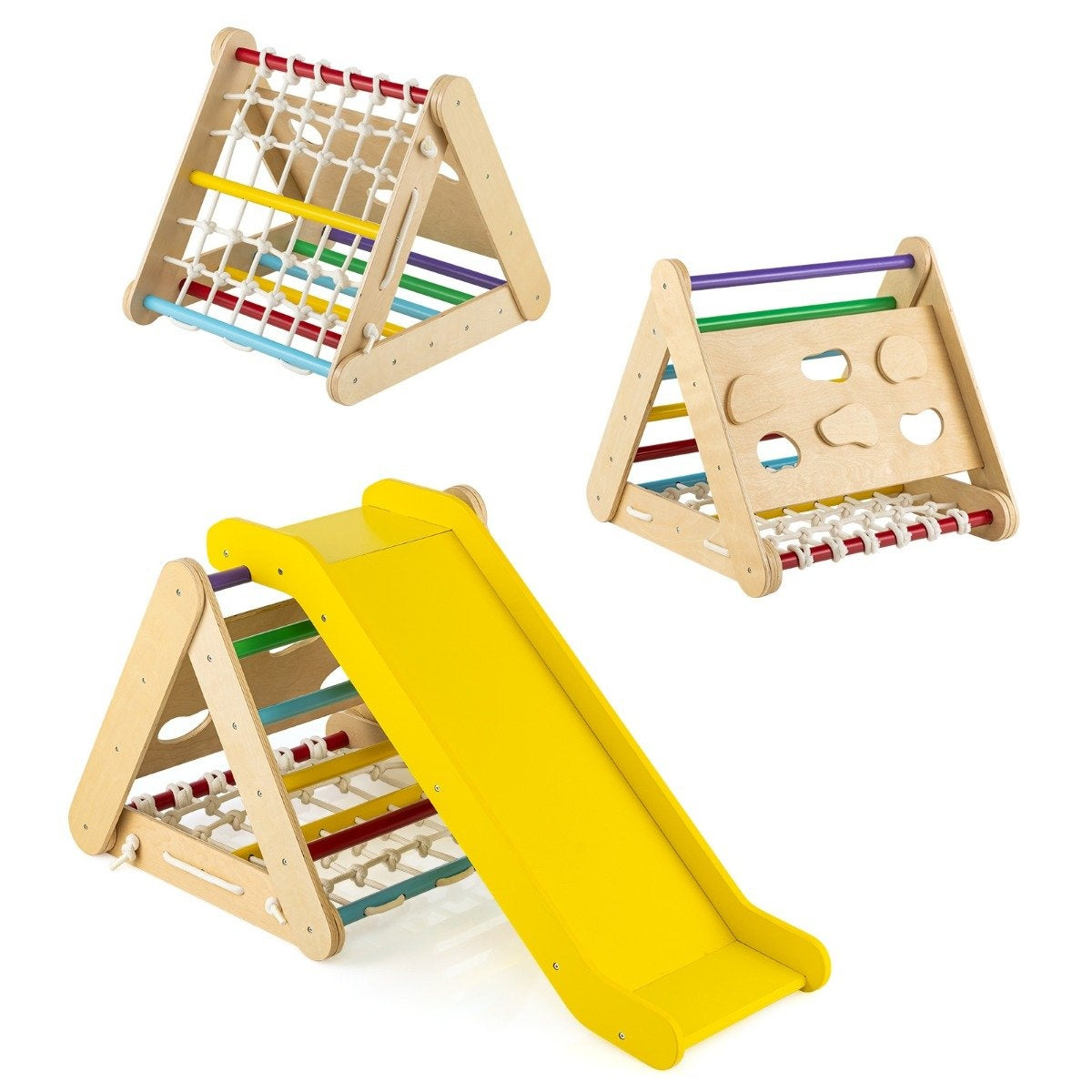 Northix - Kletterspielzeug Fur Kleinkinder Dreieckiges 4 In 1 Klettergerust Mit Rampe Mehrfarbig