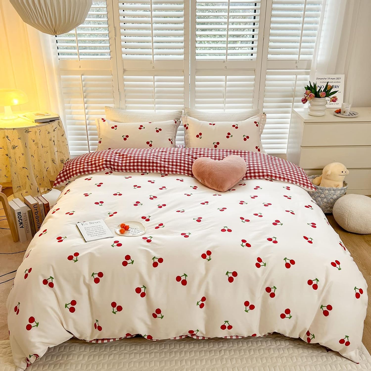 1 Parure De Lit Housse De Couette 220x240 Cm Microfibre Réversible