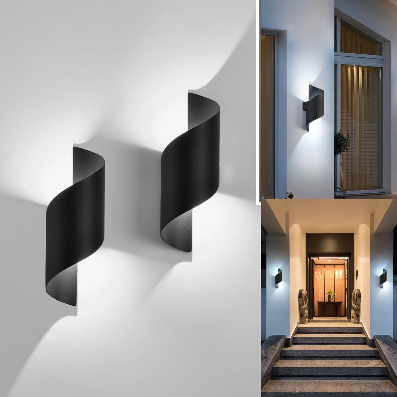 Applique Murale Led - Lot De 2 - Métal Spirale - 10w Ip65 - Intérieur