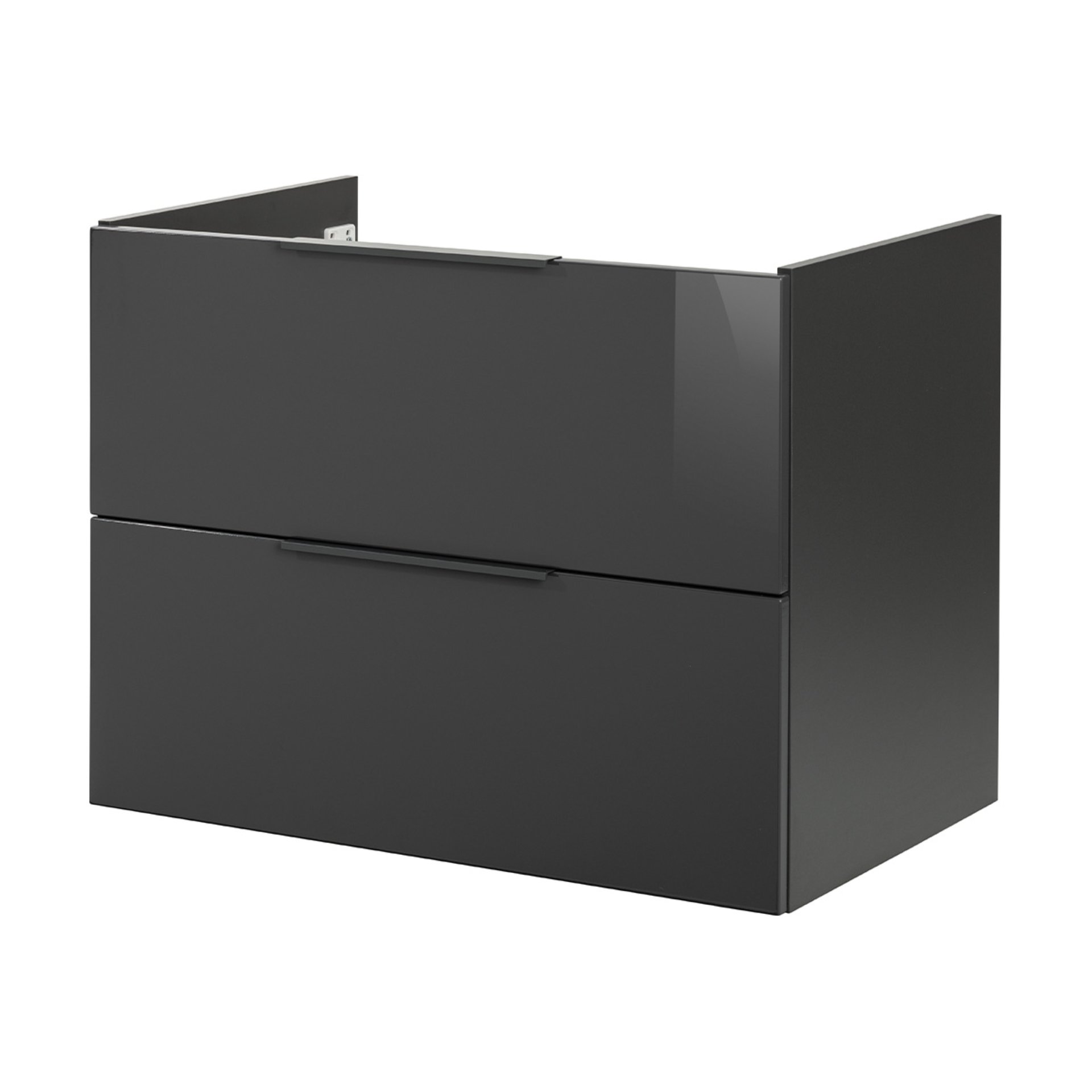 Waschtischunterschrank Luna / Hochwertiger Badschrank Mit Soft-close-system / Maße (b X H X T): Ca. 80 X 60,5 X 49 Cm / Waschbeckenunterschrank Mit 2 Schubladen / Korpus & Front: Schwarz'-' - Fackelmann