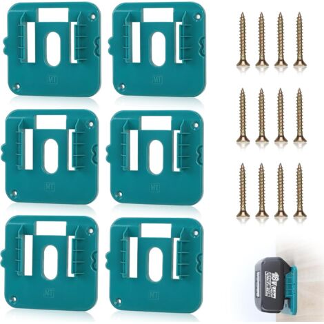 Support de batterie Makita 18V, fixation murale ou sous table, lot de 6 avec 12 vis