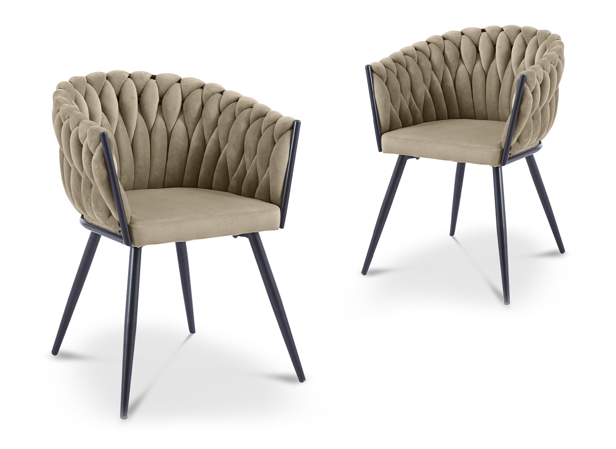 Deco In Paris - Lot De 2 Chaises Wave En Velours Taupe Cindy