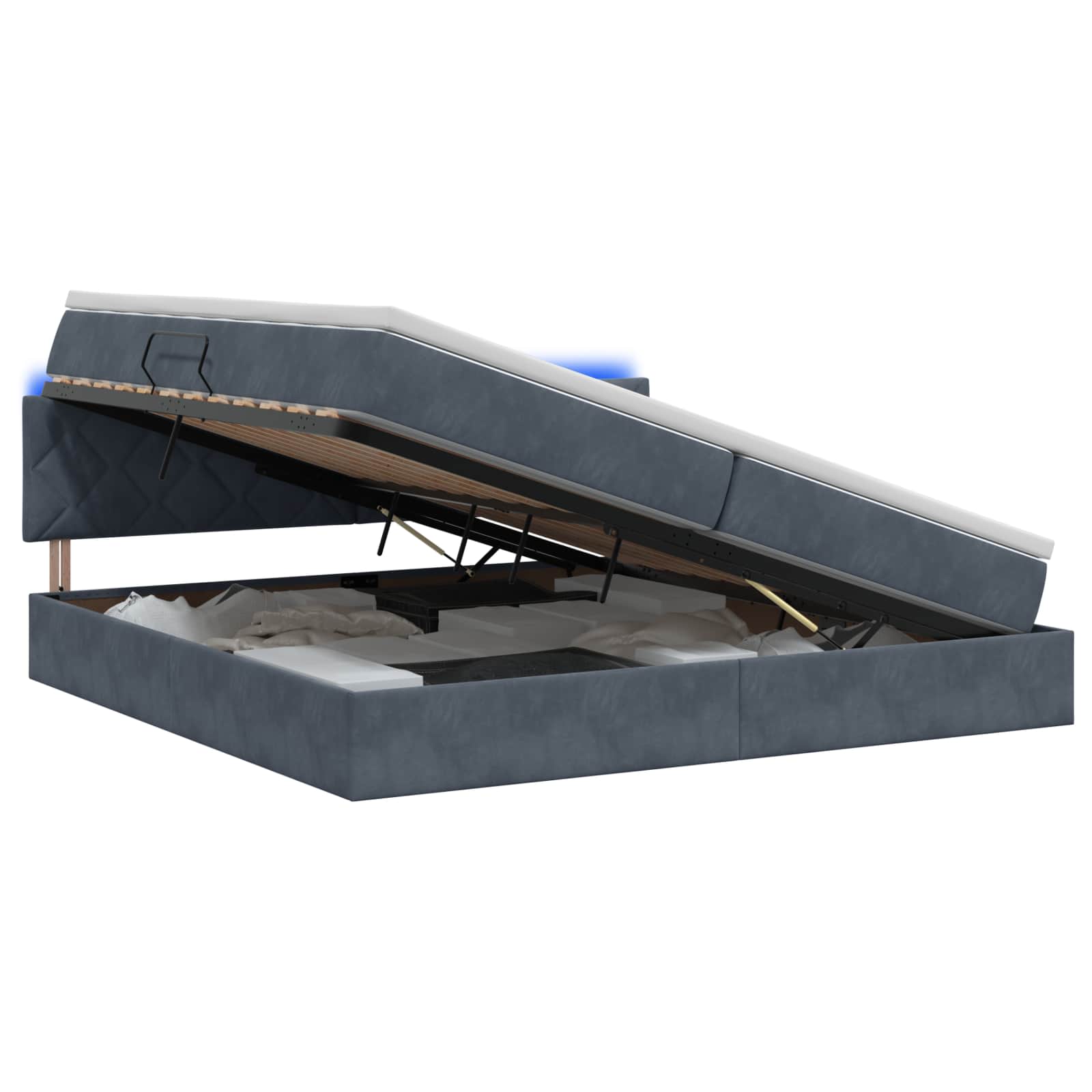 Vidaxl Dunkelgrau Led-Speicherbett Mit Matratze 200 X 200 Cm Samt