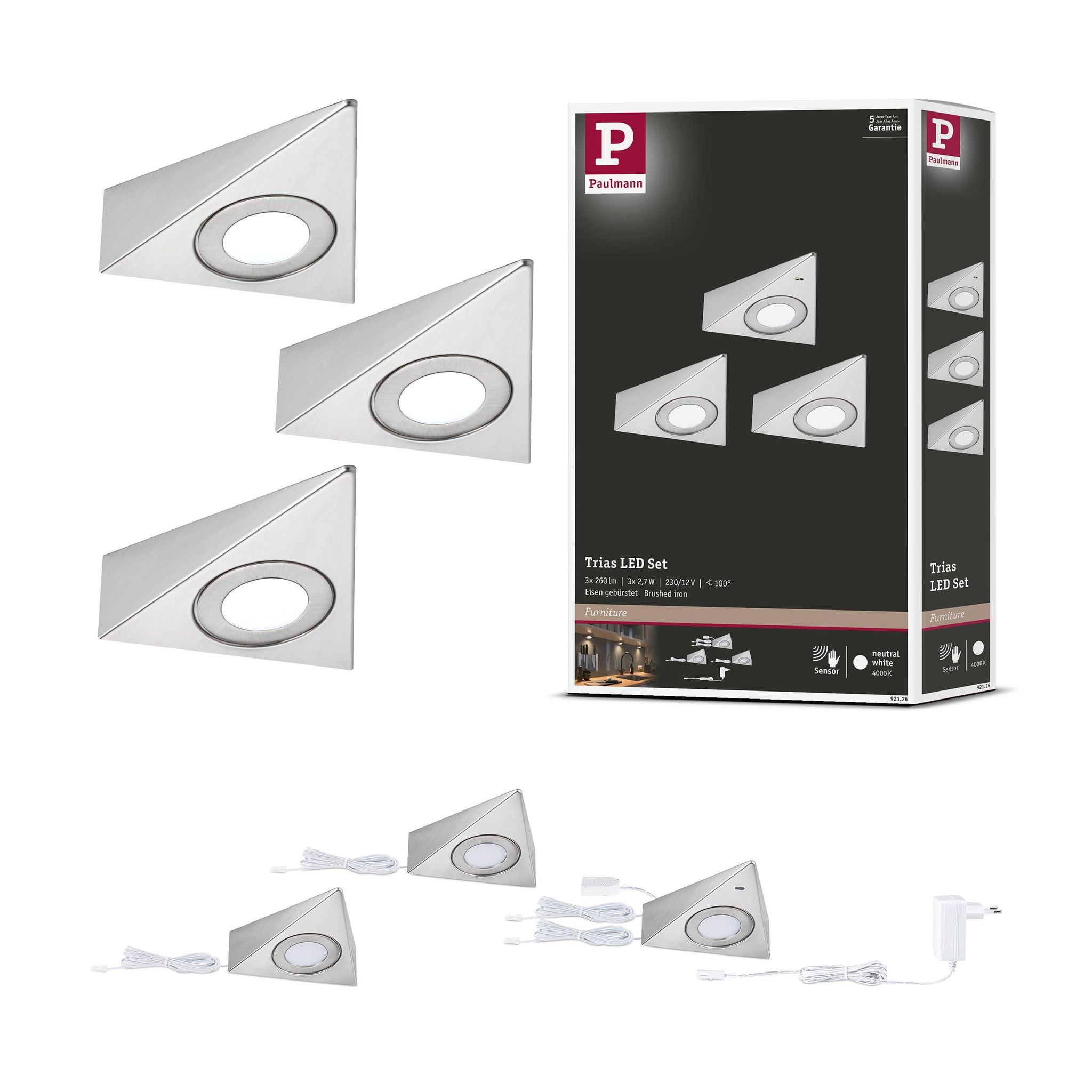 Paulmann Trias LED-Aufbauleuchte 2.7W Neutralweiß Eisen (gebürstet)