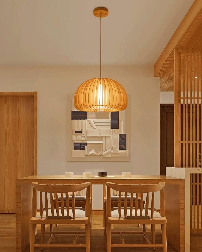 Nordische Kürbisförmige Deckenlampe, Japanische Pendelleuchte Aus Massivholz, Für Schlafzimmer, Küche, Restaurant, Wohnzimmer (größe: Breite: 50 Cm)