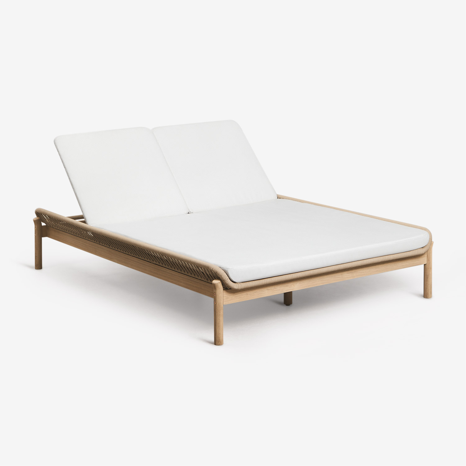 Sklum Tumbona Doble Reclinable en Madera de Acacia y Cuerda Trenzada Karvia