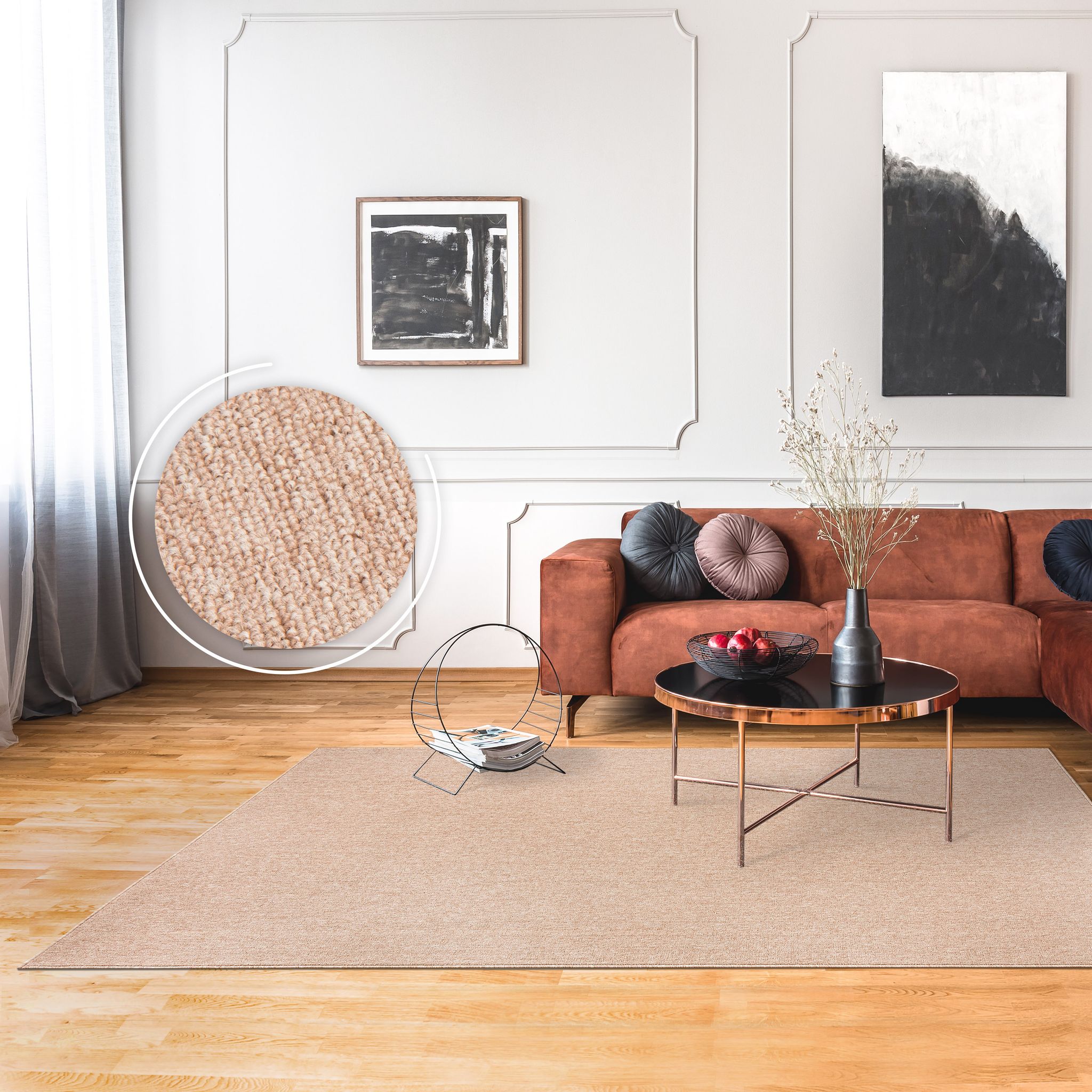 Paco Home - Teppich Wohnzimmer Schlafzimmer Kurzflor Waschbar Melierte Optik Einfarbig Weich Beige, 280x380 Cm