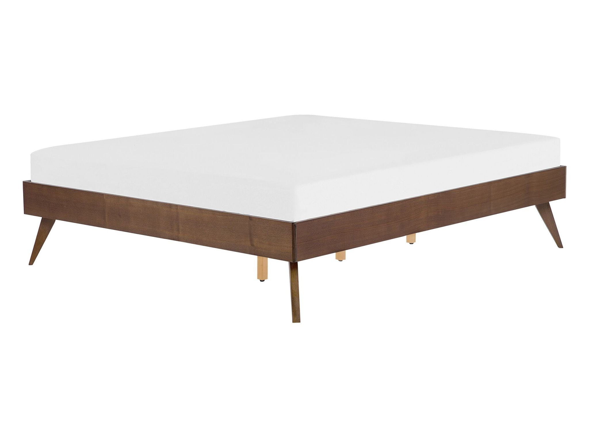 Beliani - Bed Frame Dark Ash Wood Modern Slatted Base Mdf Eu Double Size 4ft6 Berric