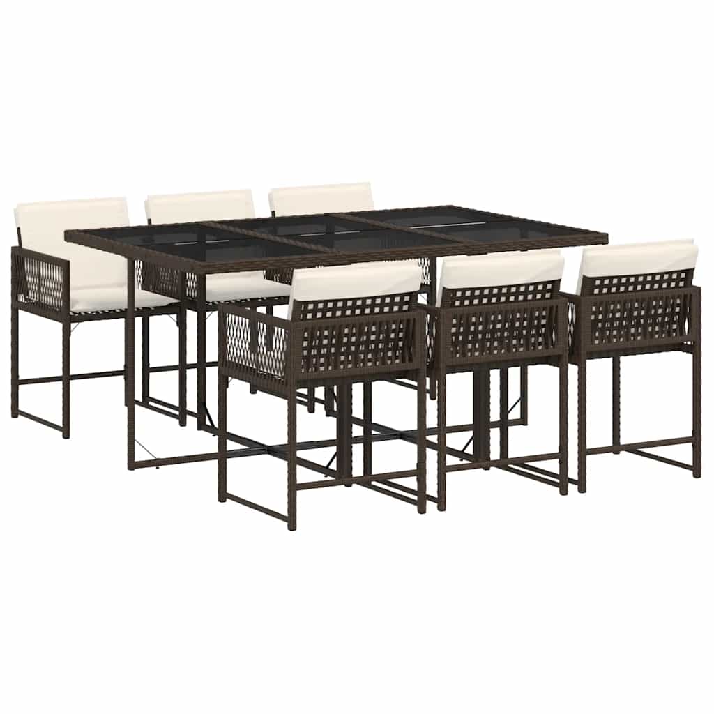 Garden Dining Set Brown Poly Rattan 6-seater Foldable Vidaxl