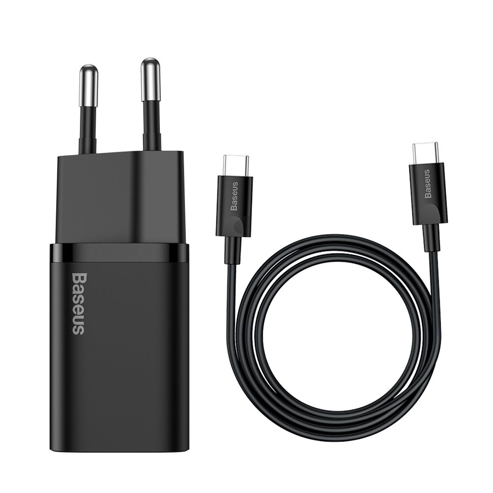 Joom Baseus Schwarz Netzladegerät Super Si Quick Charger 1C 25W Mit Usb-C Zu Usb-C Kabel 1M (Schwarz) - Bild 7