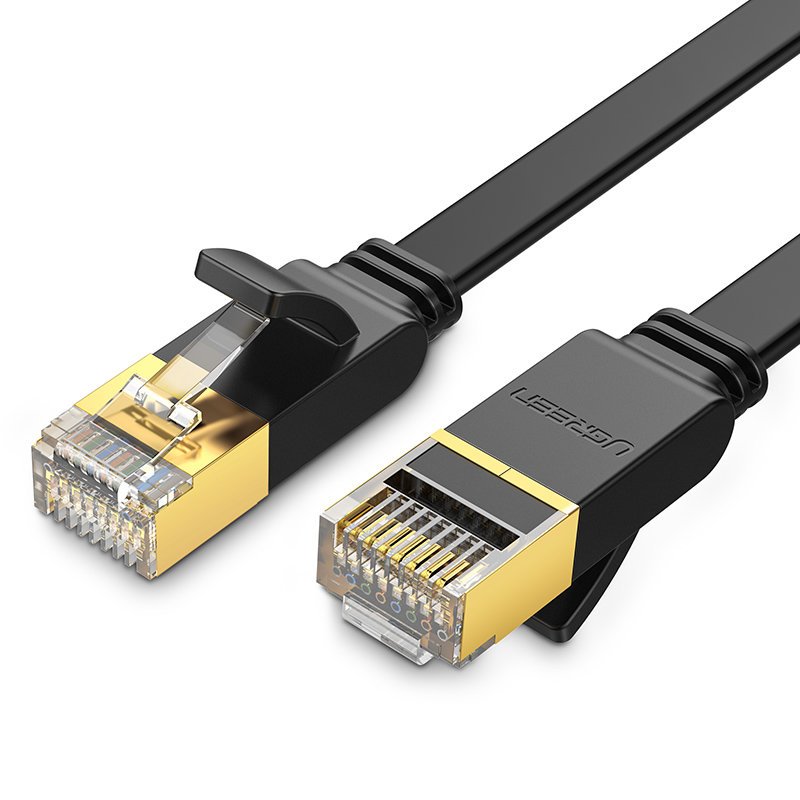 Ugreen Schwarz Nw106 Ethernet Rj45 Flaches Netzwerkkabel, Cat.7, Stp, 10 M (Schwarz)