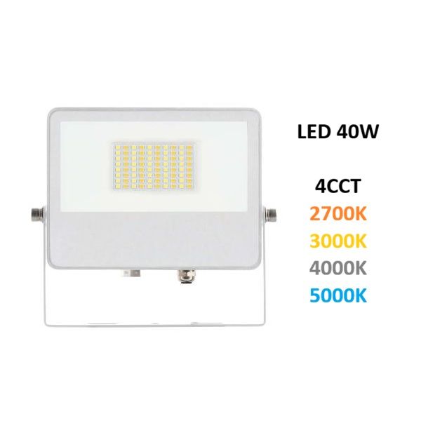 Faro Proiettore Per Esterno A Led 40w Switch 4cct Bianco Sky Beneito