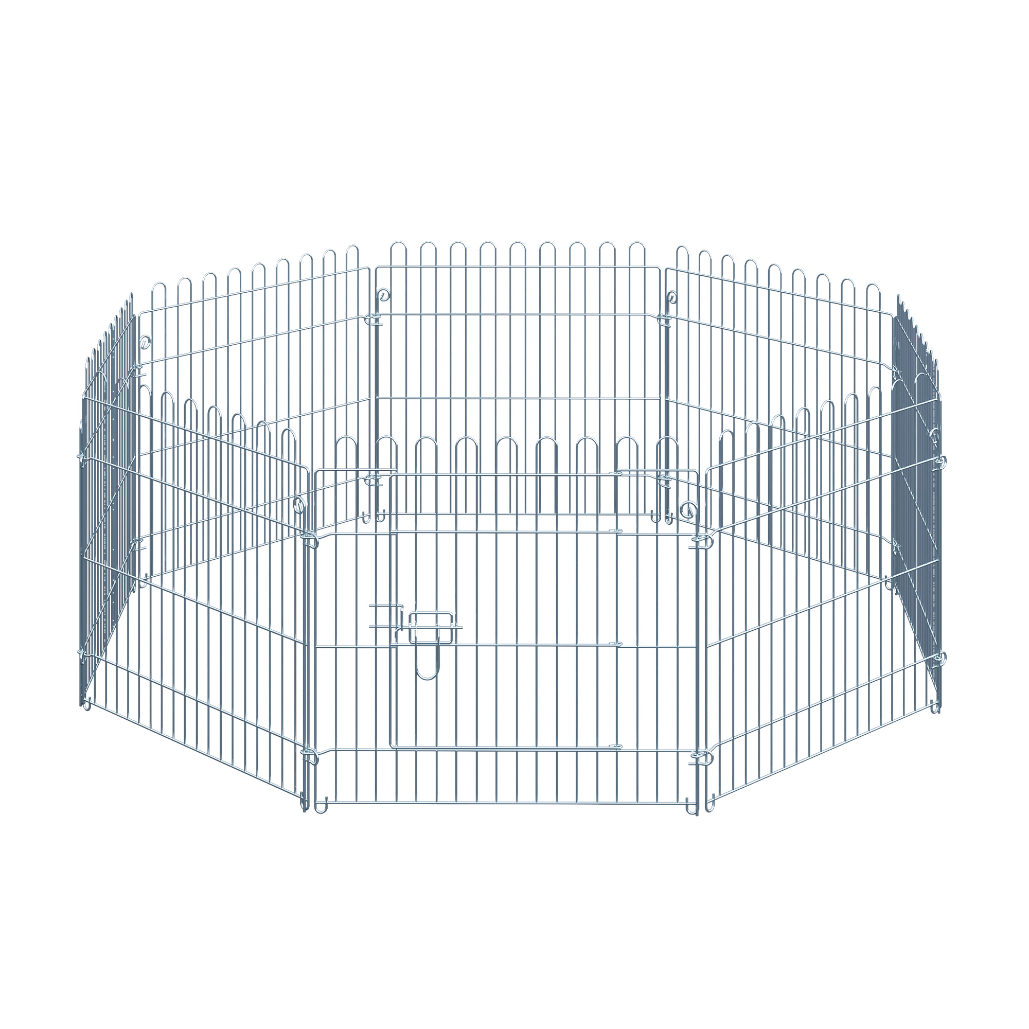 Pawhut Grau Freilaufgehege Welpenauslauf Welpenzaun Laufstall Welpengitter Für Tiere 8-Teilig B63 X H60 Cm