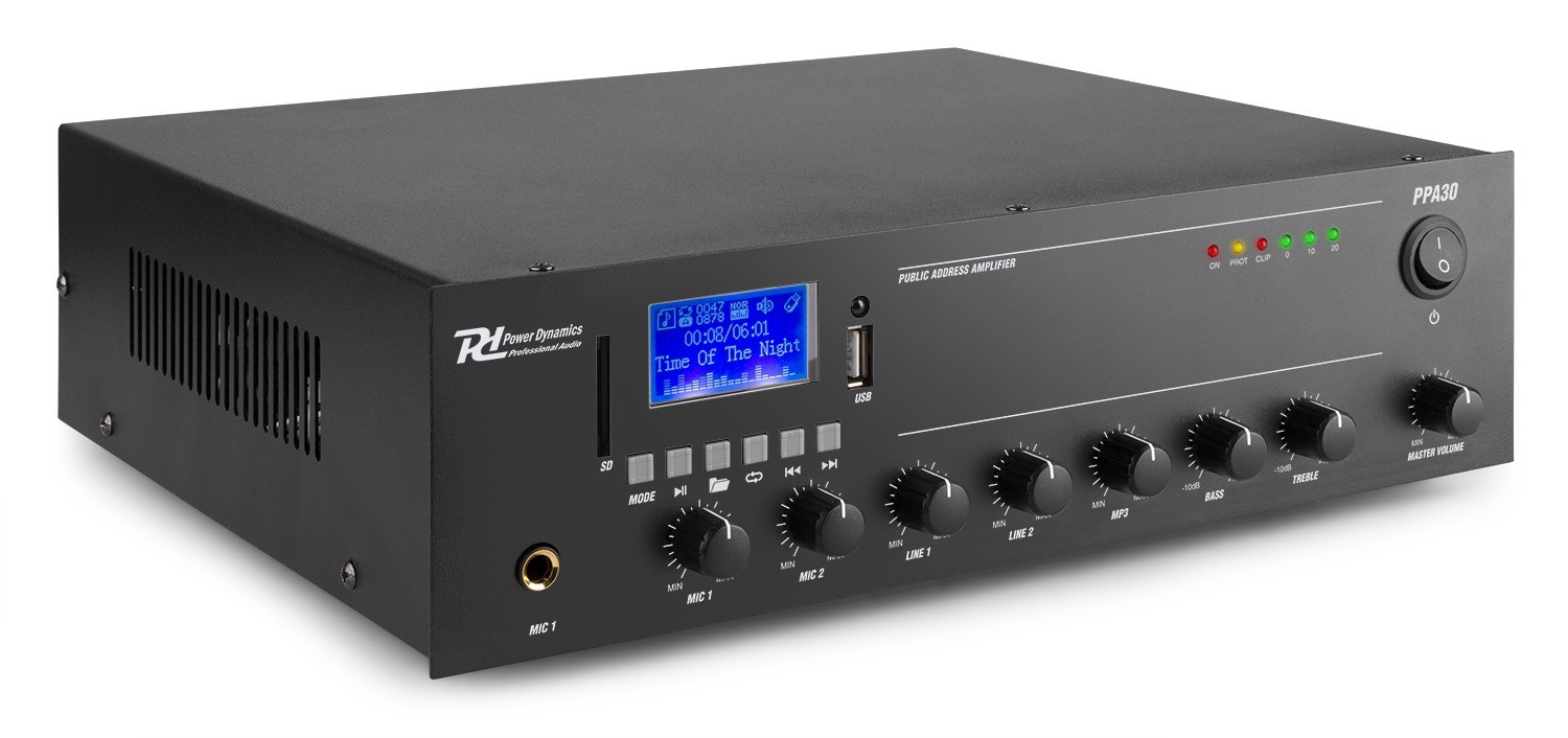 Power-Dynamics Verstärker Power Dynamics Ppa30 30W Bluetooth Rca Jack 100V Mp3 - Image 3