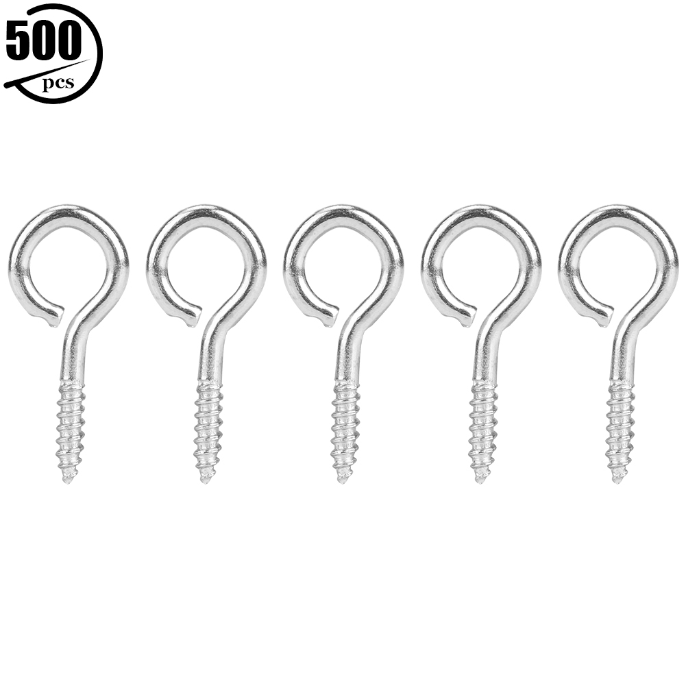 Crochet à œil fileté en fer argenté, 5 tailles assorties, lot de 500