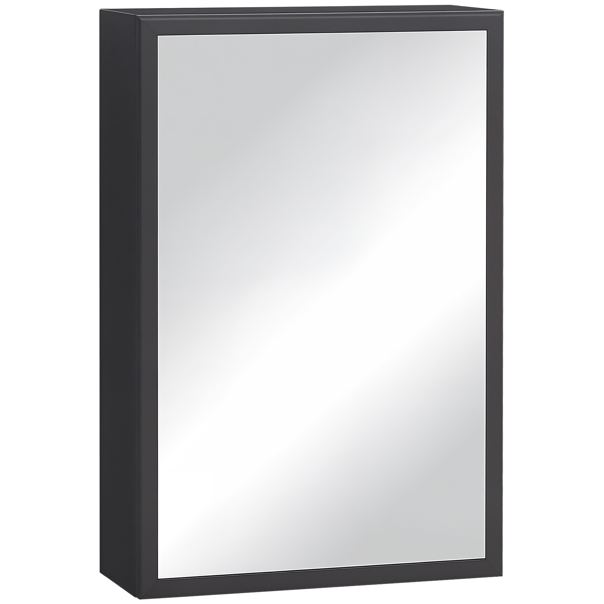 Kleankin - Spiegelschrank Bad, Badezimmerschrank Mit Spiegeltür, Badschrank Mit 3 Schichten, Wandschrank Hängeschrank, Schwarz, 40 X 15 X 60 Cm
