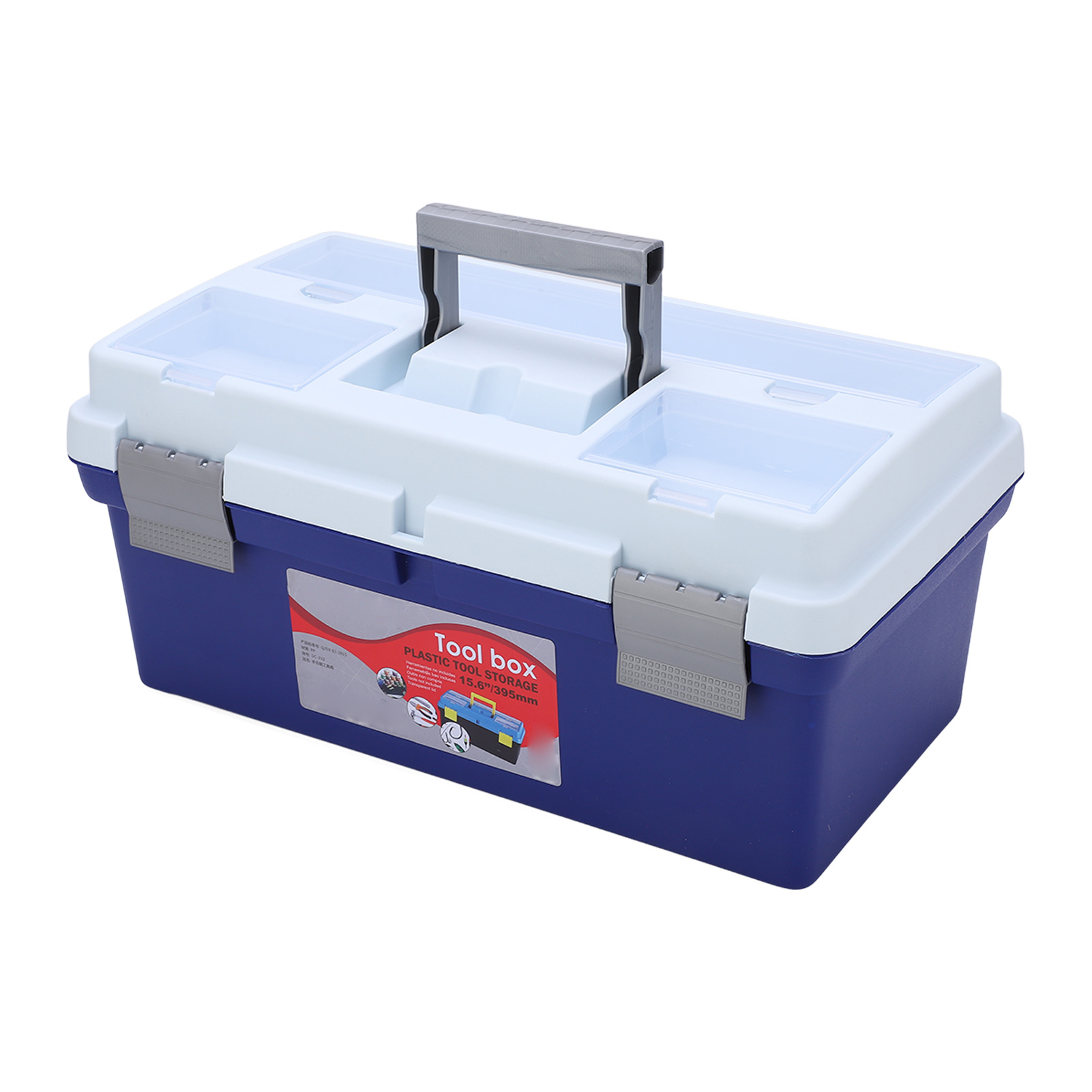 Boîte de rangement multifonction à double couche, poignée ergonomique, compartiments pour outils et fournitures