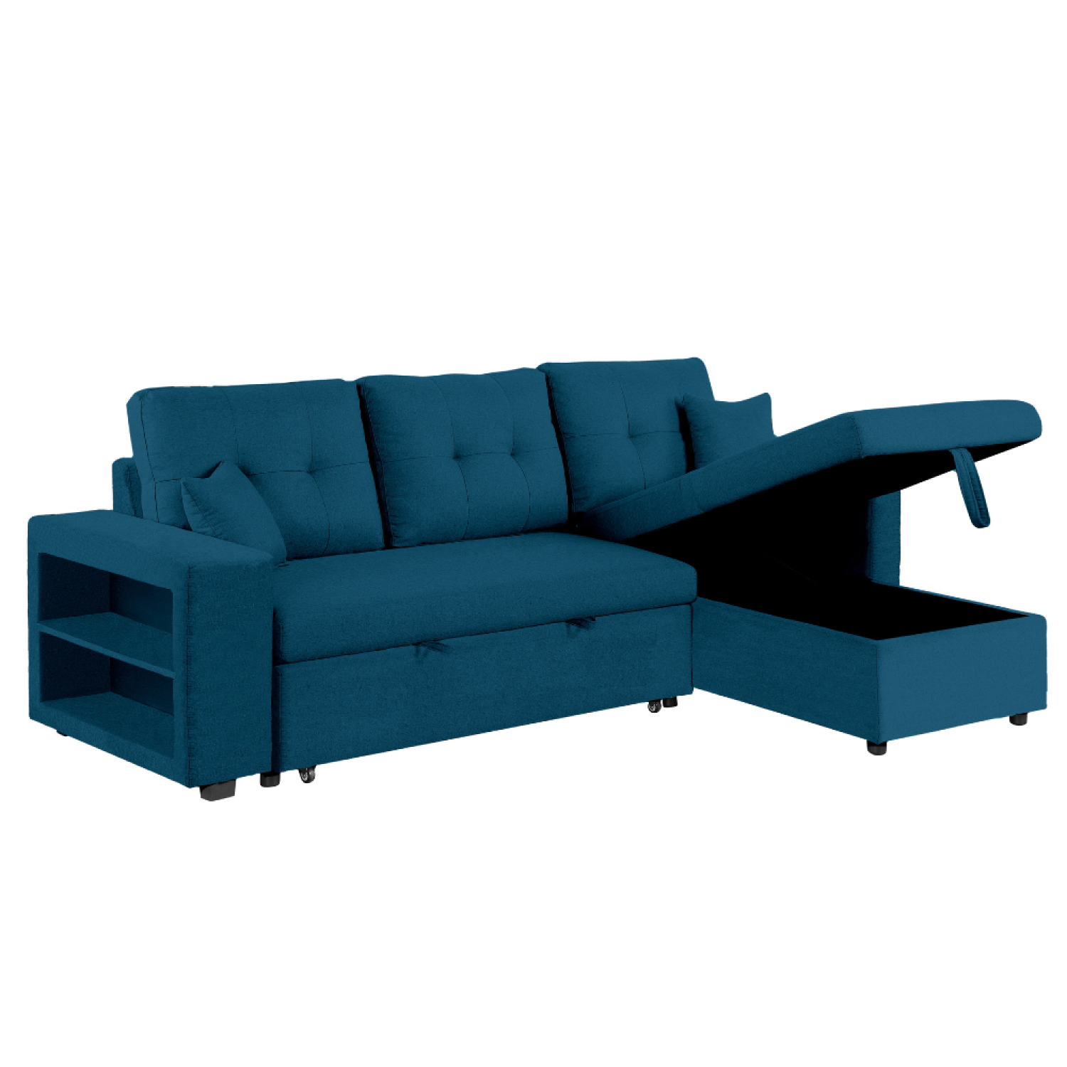 Concept-usine - Canapé D'Angle Convertible Bleu 4 Places Glasgow