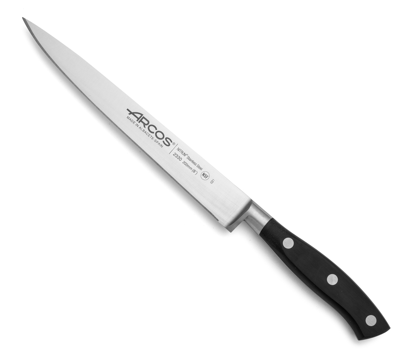 Arcos Versilbert Filetiermesser Riviera 233000 Aus Nitrumstahl, Mit Mango Aus Polyoxymethylen Und 20 Cm Klinge Im Koffer