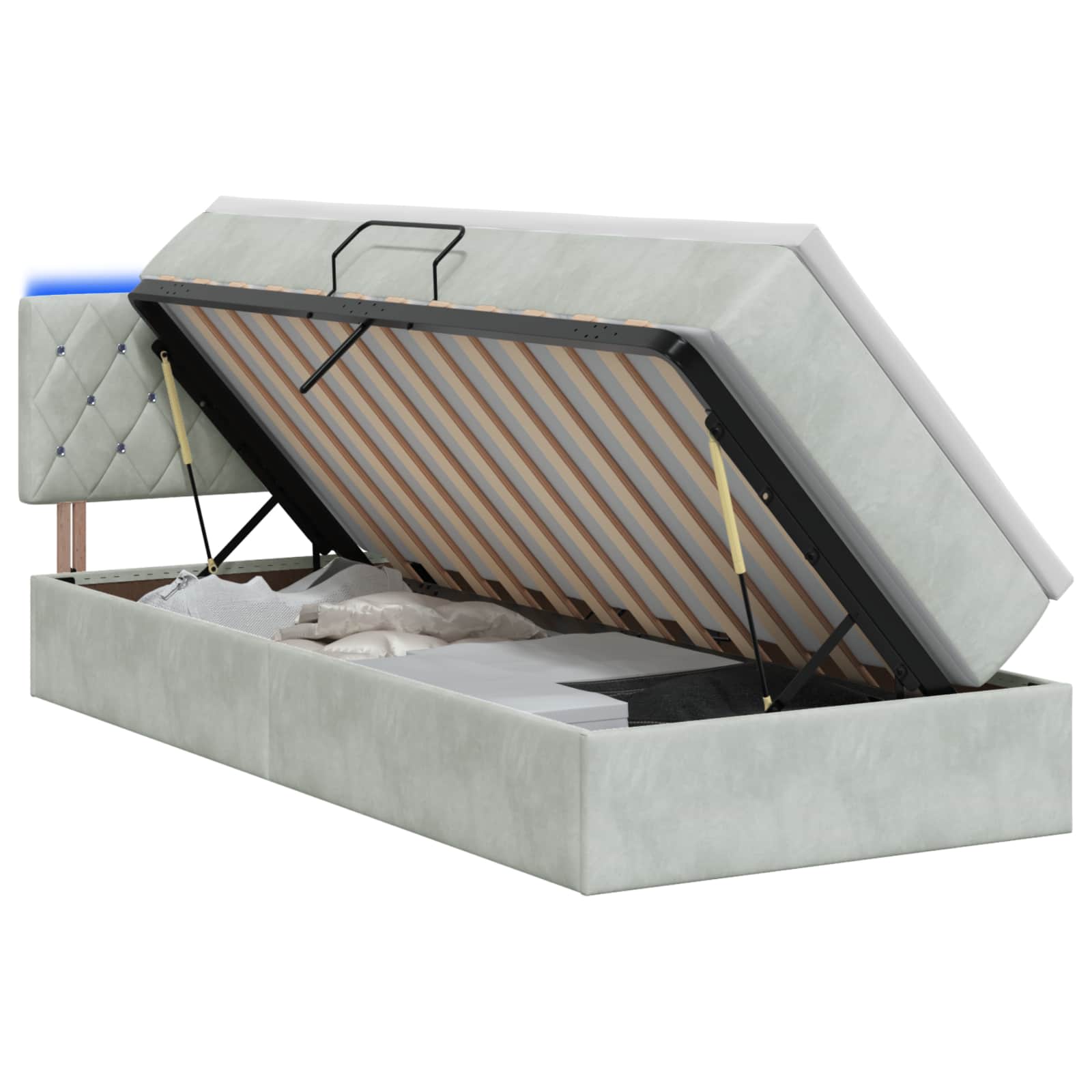 Vidaxl Hellgrau Led-Speicherbett Mit Matratze 90 X 190 Cm Samt