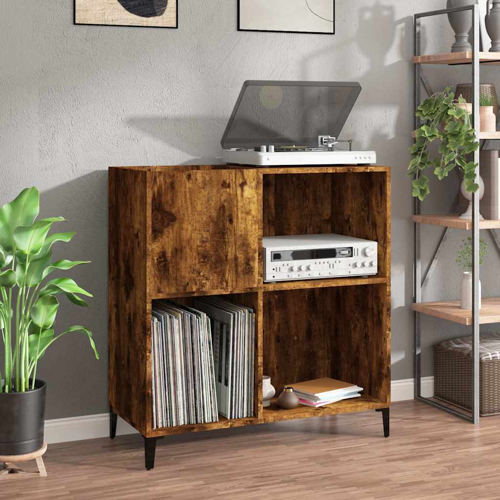 Armoire À Disques-étagère Range Cd-meuble De Rangement Chêne Fumé