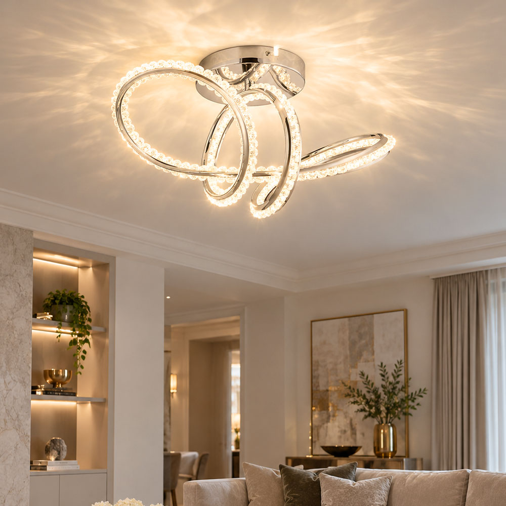 Globo Grau Led Deckenlampe Deckenleuchte Esszimmerlampe Dimmbar Silber Metall H 25 Cm