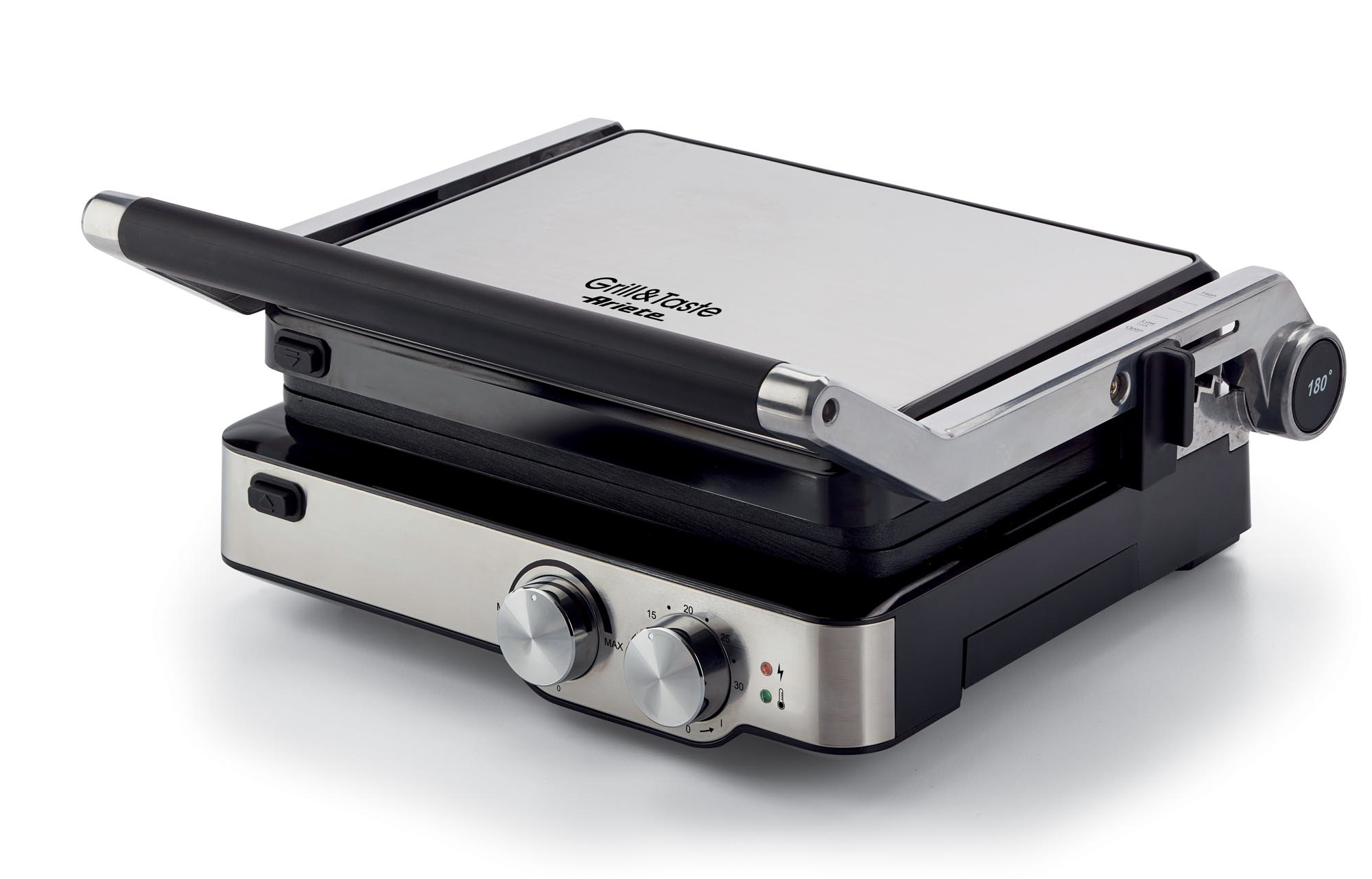 Ariete 1918 Grill&Taste Elektrogrill, 2000 W, herausnehmbare Platten, Schwimmplatte, 5 Temperaturstufen, Öffnung 180 Grad, Cool-Touch-Griff, Platte 29 x 23 cm, Edelstahl - Bild 4