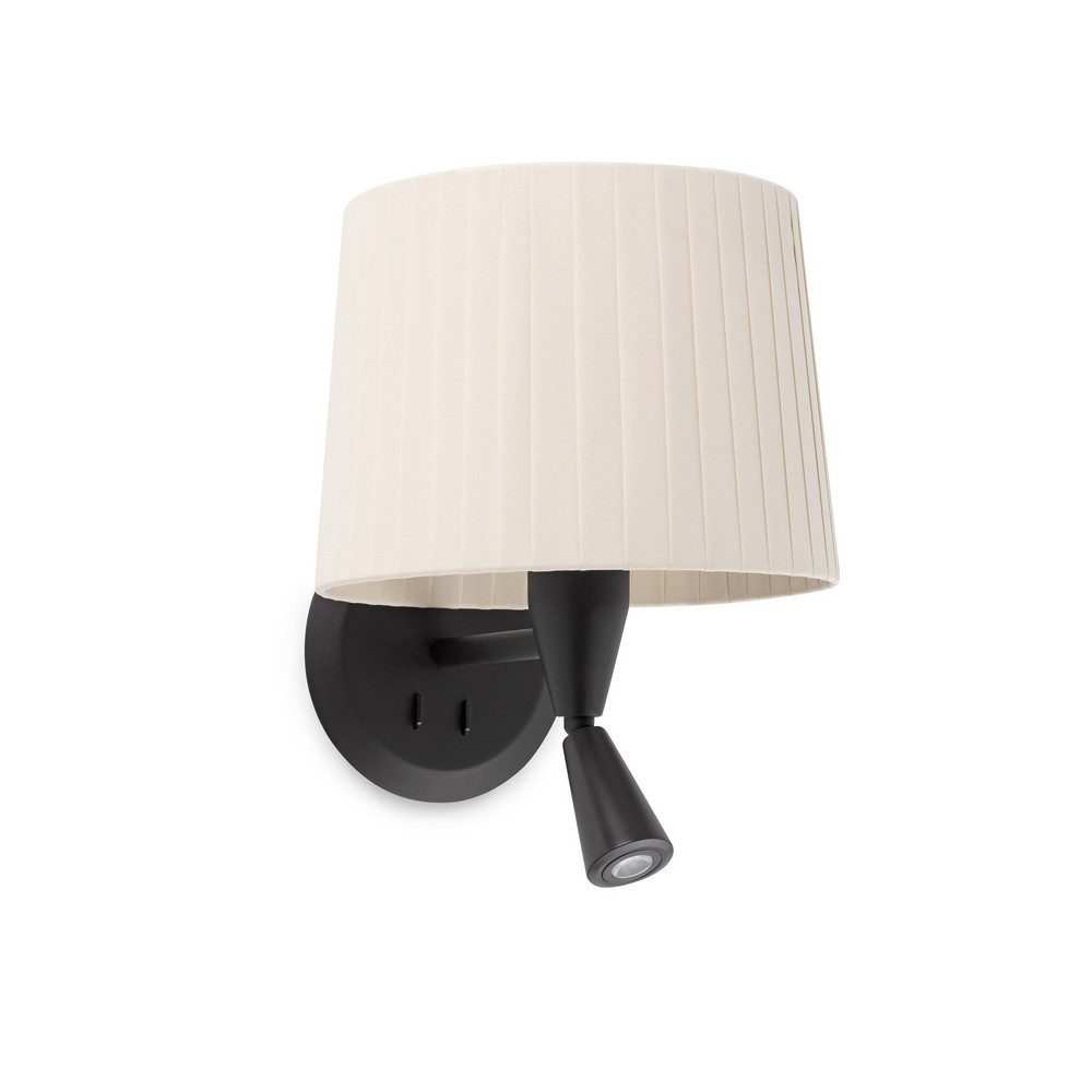 Wandleuchte SAMBA E27, IP20, mit Leser, schwarz matt, beige - Bild 3