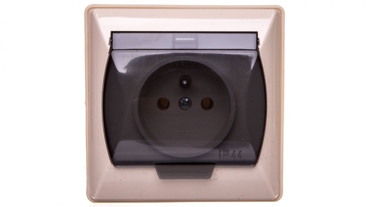 Oem Beige Akcent Spritzwassergeschützte Steckdose Mit/Mit Ip44 Transparenter Abdeckung Gph-1Az/01/D