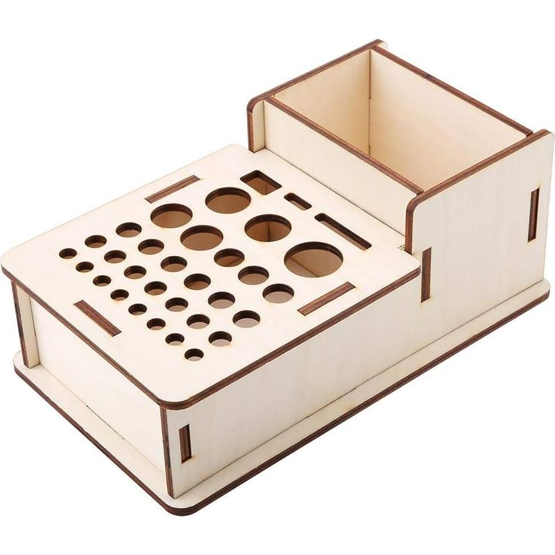Porte-outils en cuir beige, organiseur d'outils en bois et cuir, étui de rangement, n° 101