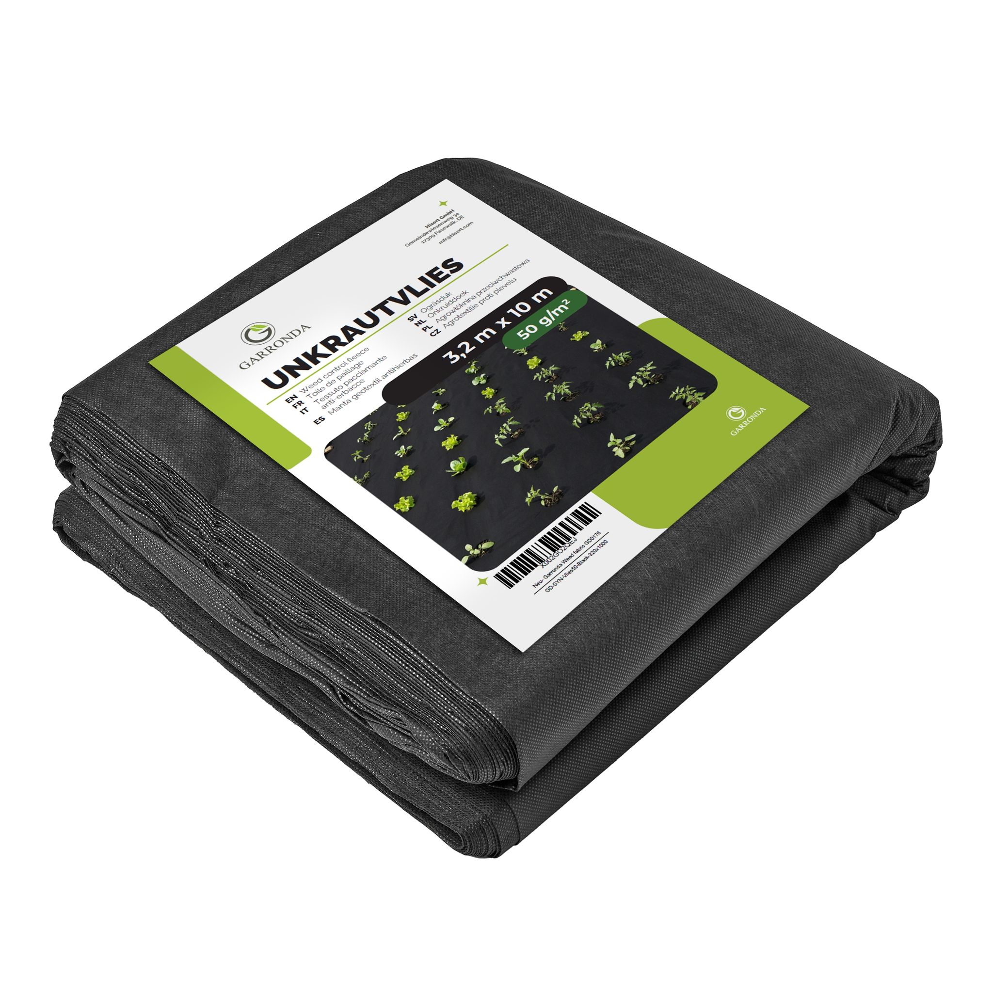 Garronda Unkrautvlies Gartenvlies 50 G/m² 3, 2 M X 10 M Zur Bodenabdeckung Im Garten Und Zur Unkrautkontrolle Für Beet, Wege Und Untergrund Als