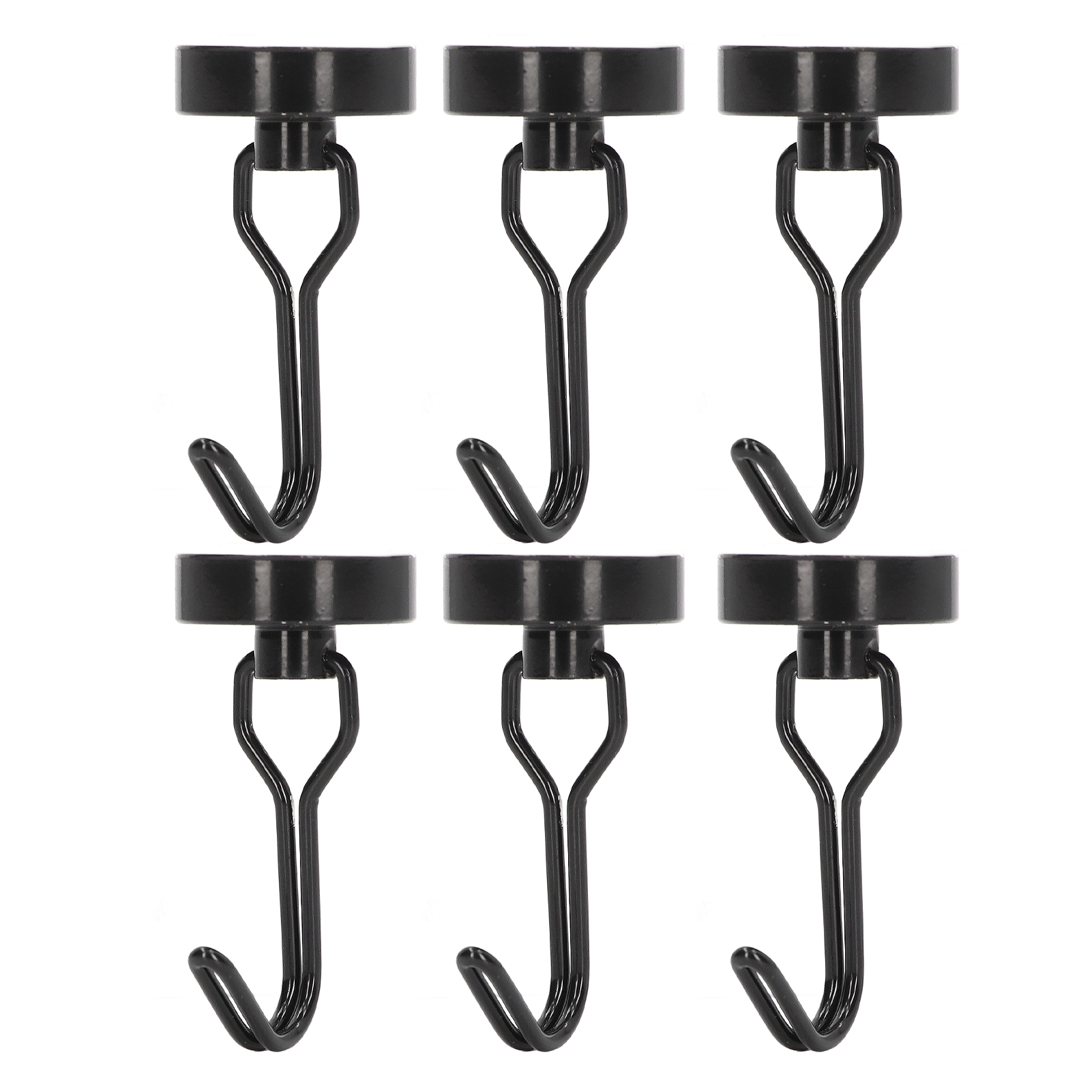 Crochet magnétique pivotant sans perçage, rotation 180°, lot de 6, noir