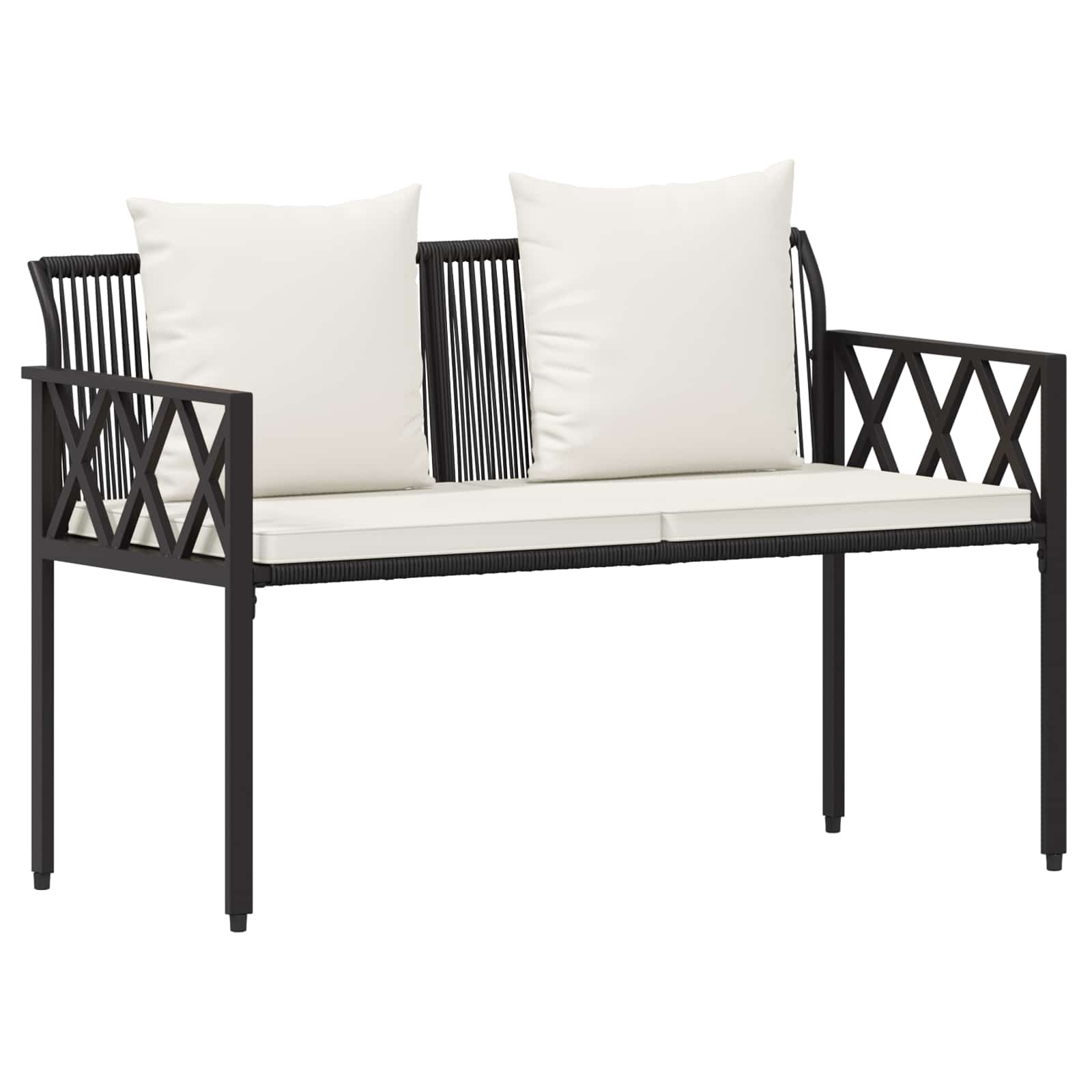 Vidaxl Schwarz Outdoor Benches 2 -Seater 116 X 56 X 75 Cm Poly Rattan
