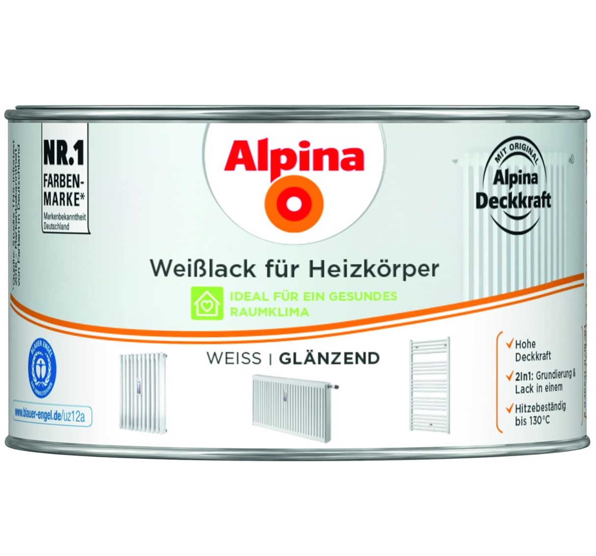 Weißlack, Für Heizkörper, Glänzend, 300ml - Alpina