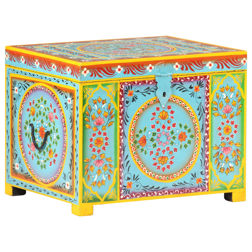 Hand Painted Storage Box 50x40x40 Cm Solid Mango Wood Vidaxl