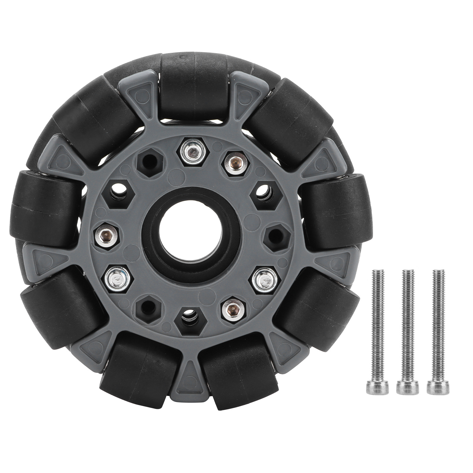 Roue omnidirectionnelle 100 mm en nylon et caoutchouc, charge 20 kg, 18 rouleaux, lot de 1