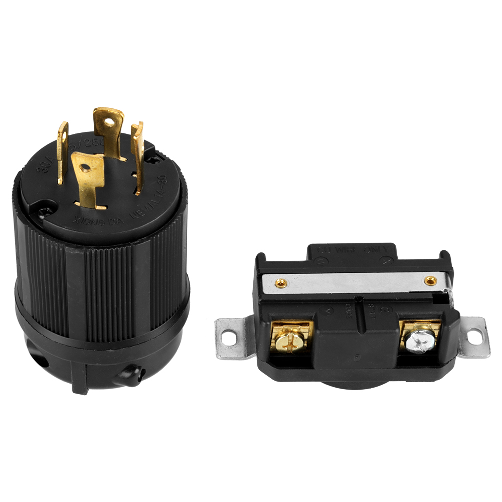 Fiche et prise de générateur NEMA L14-30, 125-250 V 30 A, 4 broches, contacts cuivre