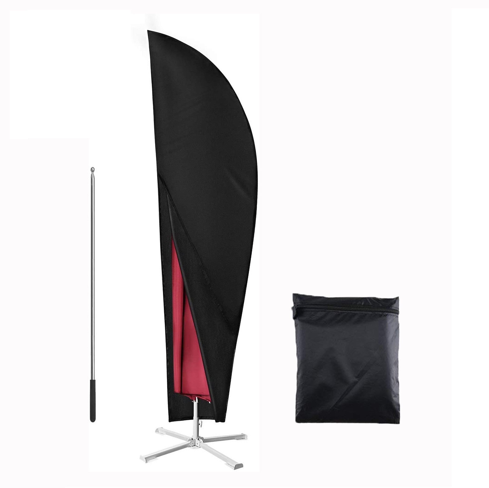 Housse De Parasol Déporté, Étanche, Coupe-vent, Anti-uv, Robuste Tissu 420d Oxford Housse De Protection Pour Parasol Avec Tige Télescopiqu265cm(40x70x50cm)