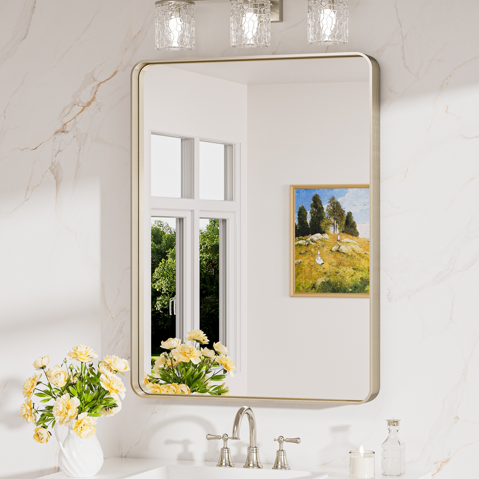 Keonjinn Miroir Salle De Bains 60x80cm En Verre Trempé Résistant