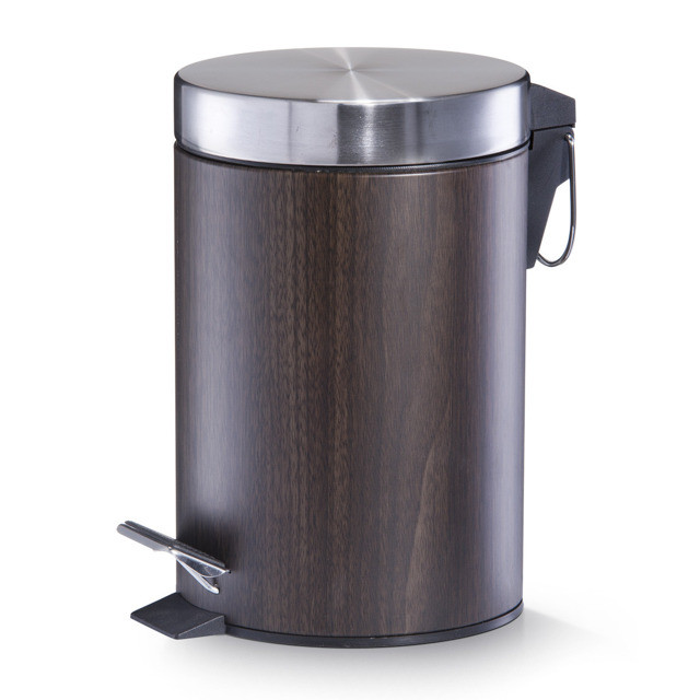 Zeller - 18566 Treteimer, 3 Liter, Walnussdekor, Metall Ø17 X 26 Cm