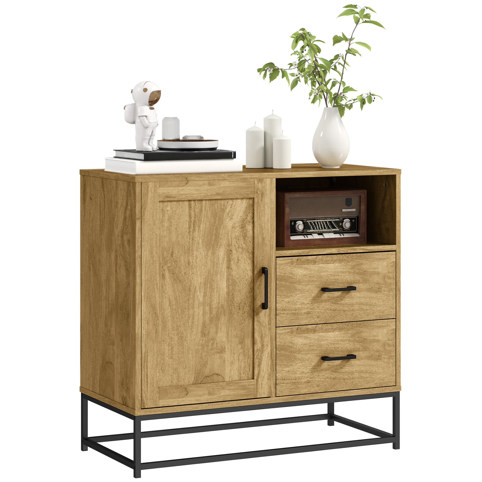Homcom - Buffet Effet Bois Exotique - 2 Tiroirs